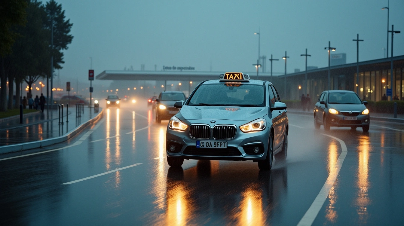 How does taxi booking work at Lyon Saint-Exupéry airport?